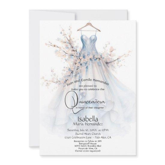 Quinceañera | White Gown with Pink Blossoms