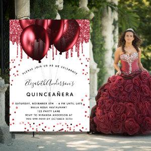 Quinceanera white red balloons