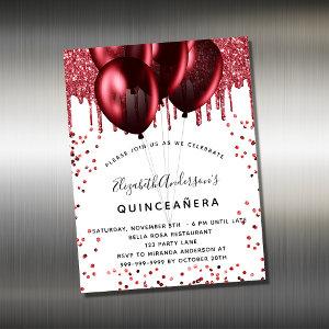 Quinceanera white red balloons  magnet