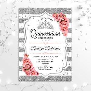 Quinceanera - White Silver Blush Pink
