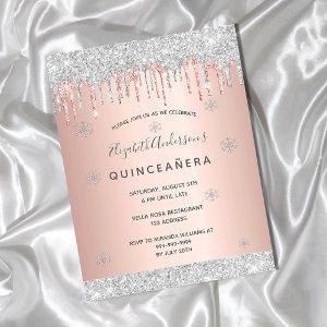 Quinceanera winter silver glitter pink  postcard