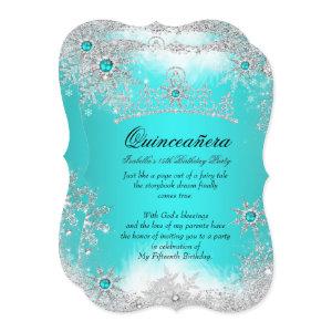 Quinceanera Winter Wonderland Aqua White Snow