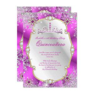 Quinceanera Winter Wonderland Hot Pink Gold Silver