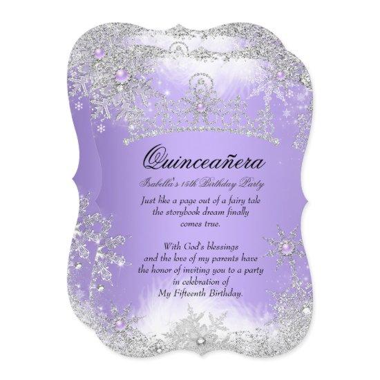Quinceanera Winter Wonderland Lilac Purple Snow