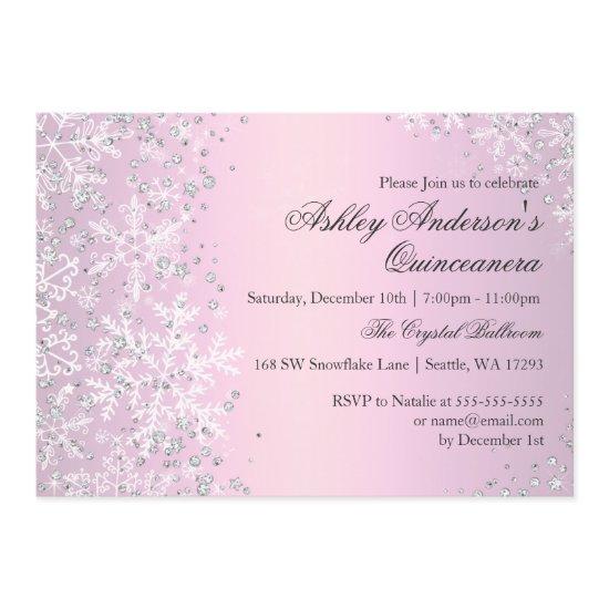Quinceanera Winter Wonderland Pink Snowflakes