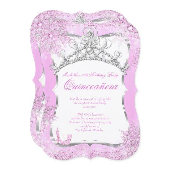 Quinceanera Winter Wonderland Silver Pink Heels 2