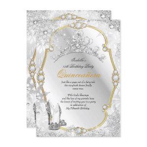 Quinceanera Winter Wonderland Snowflake Gold White