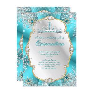 Quinceanera Winter Wonderland Teal Gold Silver