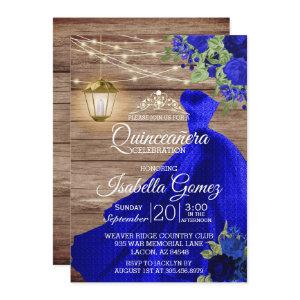 Quinceañera Wood and Dark Blue Flowers