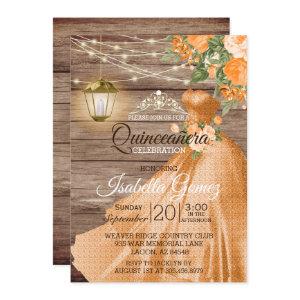 Quinceañera Wood and Orange Flowers