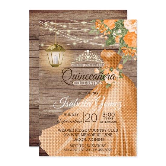 Quinceañera Wood and Orange Flowers
