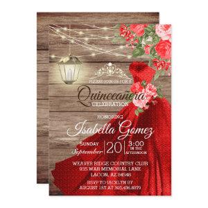 Quinceañera Wood and Red Flowers