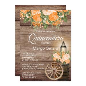Quinceañera Wood Barrel and Orange Flowers