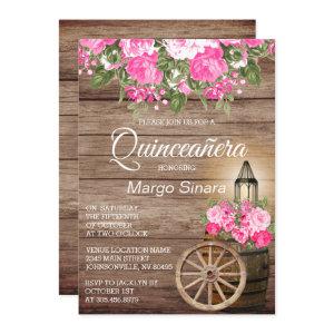 Quinceañera Wood Barrel and Pink Flowers