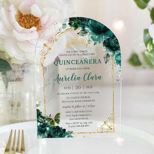 Quinceañera XV Sweet 16 Emerald Green Floral Arch Acrylic