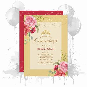 Quinceañera Yellow Floral Gold