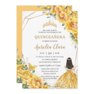 Quinceañera Yellow Floral Gold Princess 15 Anos In