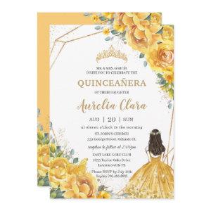 Quinceañera Yellow Floral Gold Princess 15 Anos