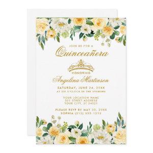 Quinceanera Yellow Gold White Floral Crown Photo