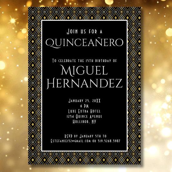 Quinceañero Elegant Art Deco Mexican 15th Birthday