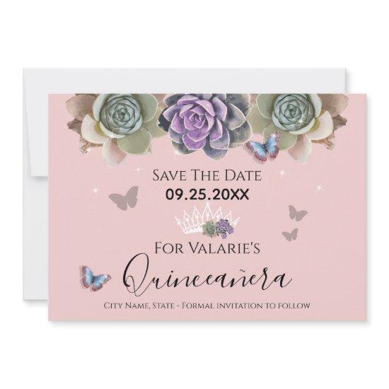 Quincenara Pink Cactus Save the Date