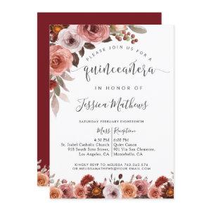 Quinceñera Burgundy and Blush Floral