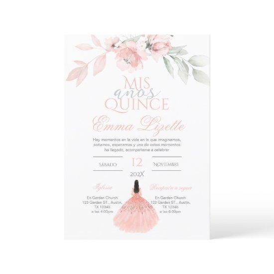 Quinceñera  in Spanish Pink Floral