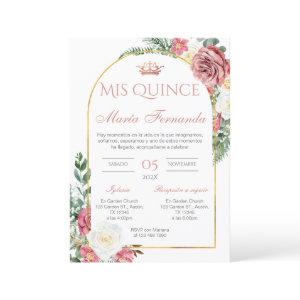 Quinceñera  in Spanish Pink Floral