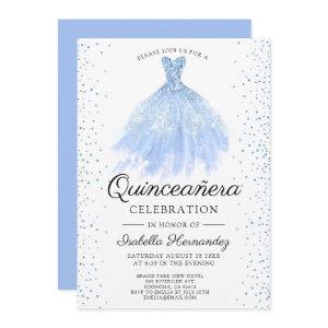 Quineanera Blue Glitter Gown Party