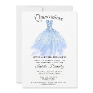 Quineanera Gold Glitter Blue Gown Party