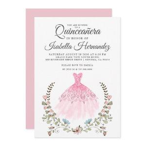Quineanera Gown Dress Floral Pink