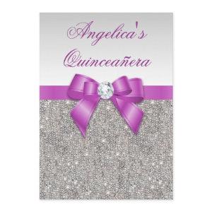 Radiant Orchid Quinceañera Silver Sequins Bow