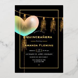 Rainbow and Gold and Black Quinceañera Foil