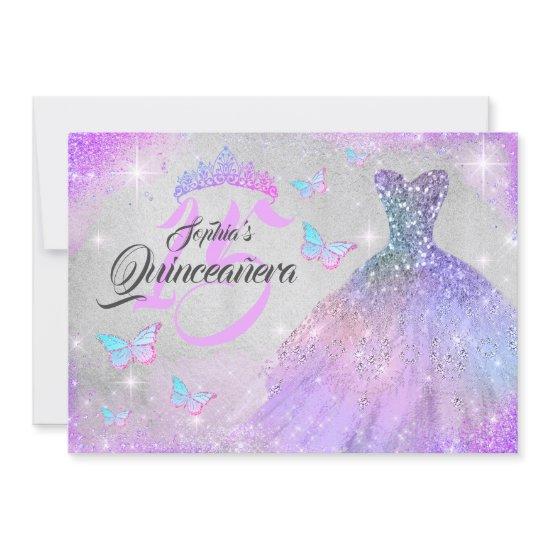 Rainbow Pink Purple Sparkle Dress Quinceanera