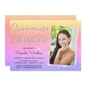 Rainbow Sparkle Glitter Quinceañera Celebration