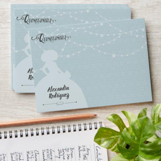 Rainy Blue & Steel Charro Silhouette Quinceanera Envelope