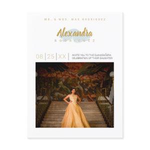Rainy Day Blue and Gold Photo Quinceanera  Postcard