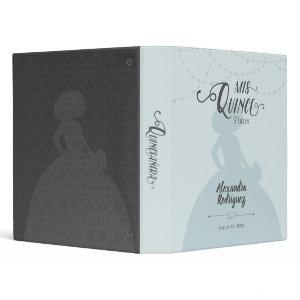 Rainy Day Blue Charro Silhouette Quinceanera 3 Ring Binder