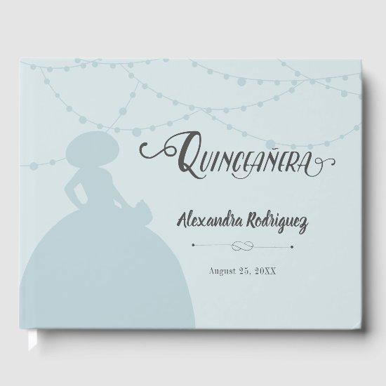 Rainy Day Blue Charro Silhouette Quinceanera Guest Book