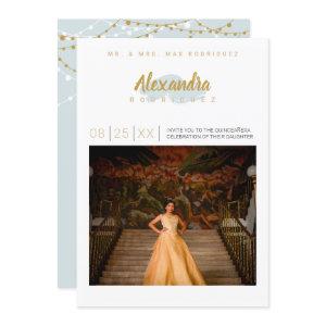 Rainy Day Blue & Gold Photo Quinceanera