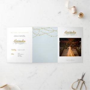 Rainy Day Blue Photo Quinceanera Tri-Fold