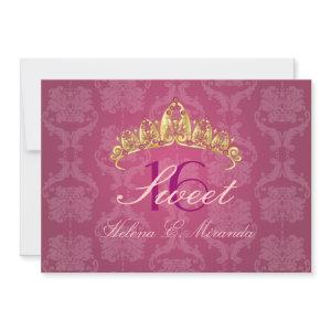 Raspberry Damask Sweet 16/ tiara/