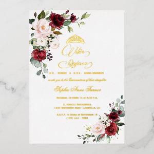 REAL FOIL Burgundy Floral Mis Quince Quinceañera  Foil