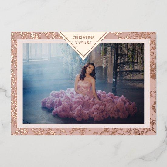 Real Rose Gold Fancy Texture Spanish Mis XV Años Foil