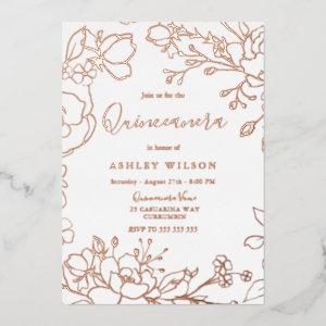 Real Rose Gold Flowers Elegant Quinceanera Party Foil