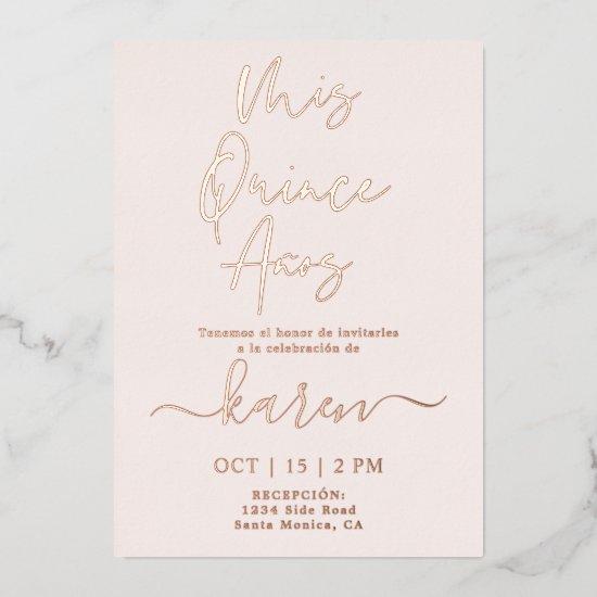 Real Rose Gold Foil Quinceañera  Foil In Foil