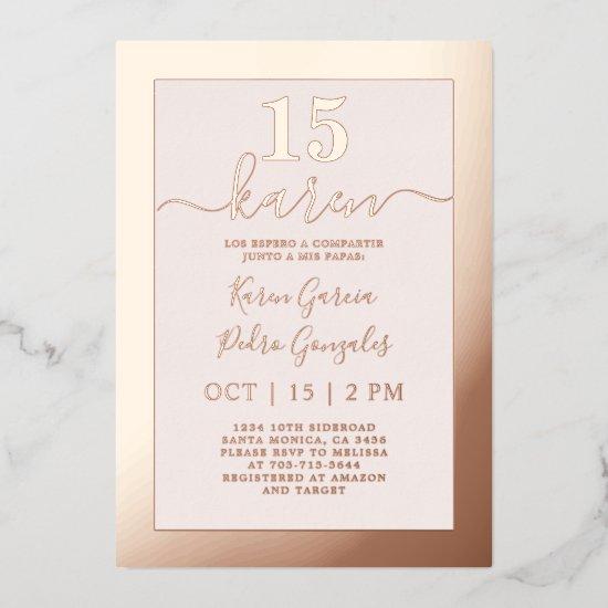 Real Rose Gold Quinceañera  Foil  Foil