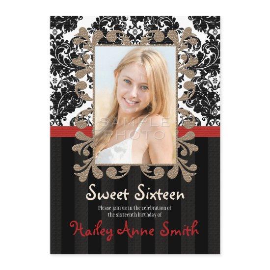 Red and Black Vintage Lace Damask Sweet Sixteen