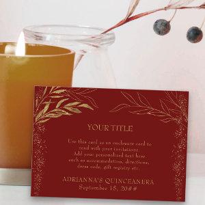 Red and Gold Leaf Custom Reception Enclosure Card