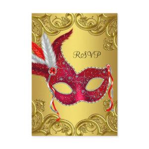 Red and Gold Masquerade Party RSVP